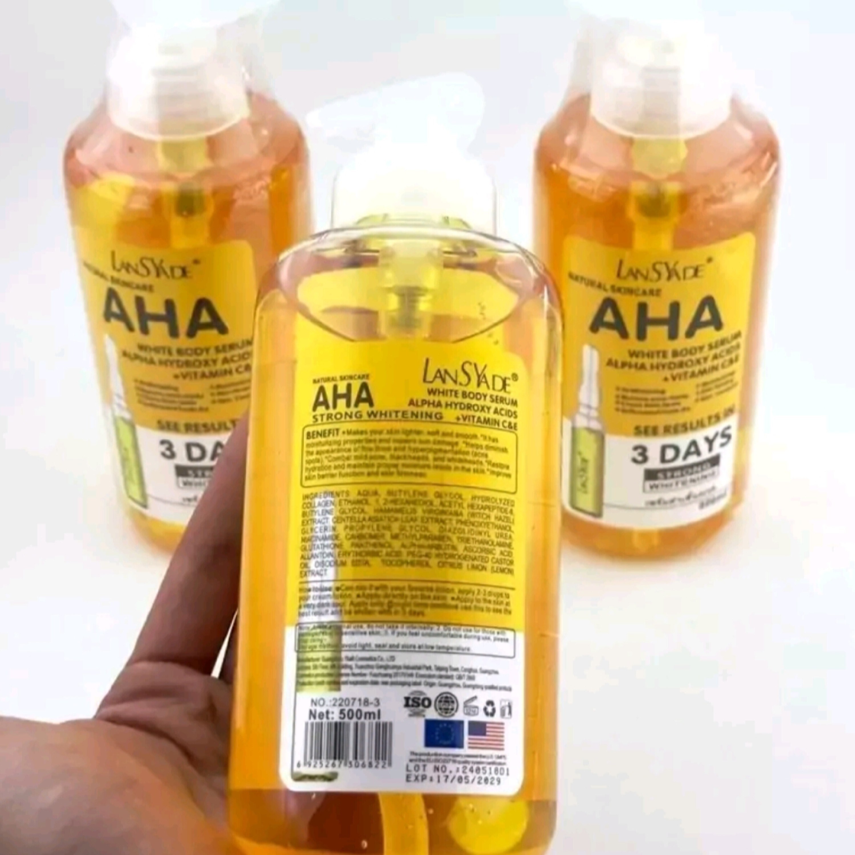سرم AHA لنسیاد حجم ۵۰۰ میلی لیتر روشن کننده پوست